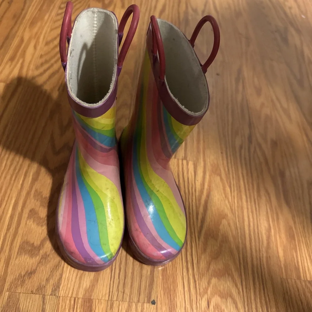 Western Chief Rein Boots Girls 9/10 rainbow Rubber Waterproof Firechief